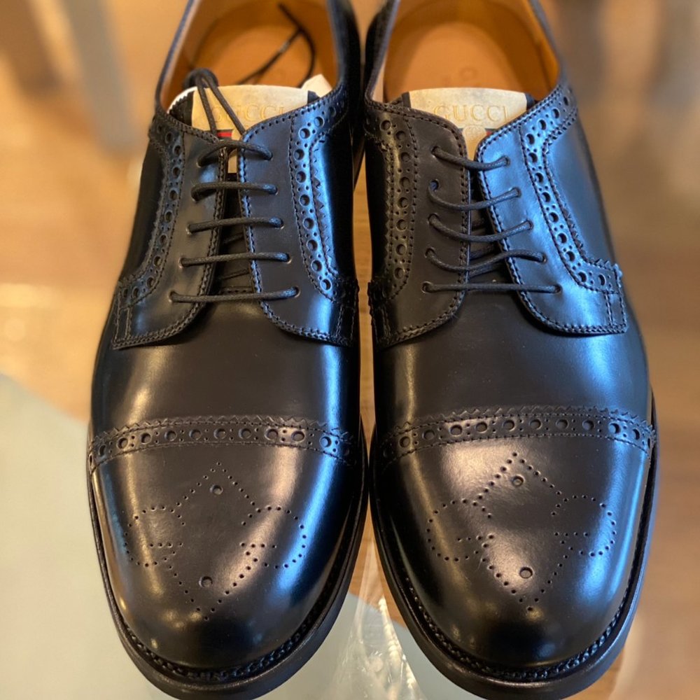 🕺HOST PICK🕺Gucci Perforated Leather Brogues Men's Shoes NEW IN BOX WITH BAGS - Picture 4 of 9